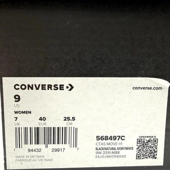 Converse Chuck Taylor All Star Move Platform Hi Women's 9 Sneakers Black/White - Picture 11 of 11